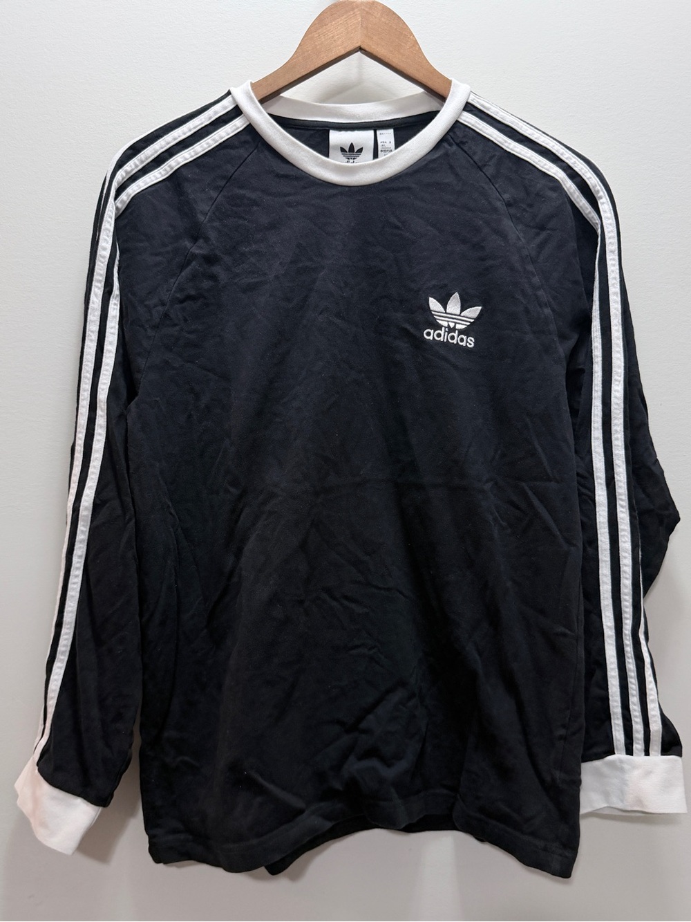 adidas Black Tee with White Trefoil Logo 27x19